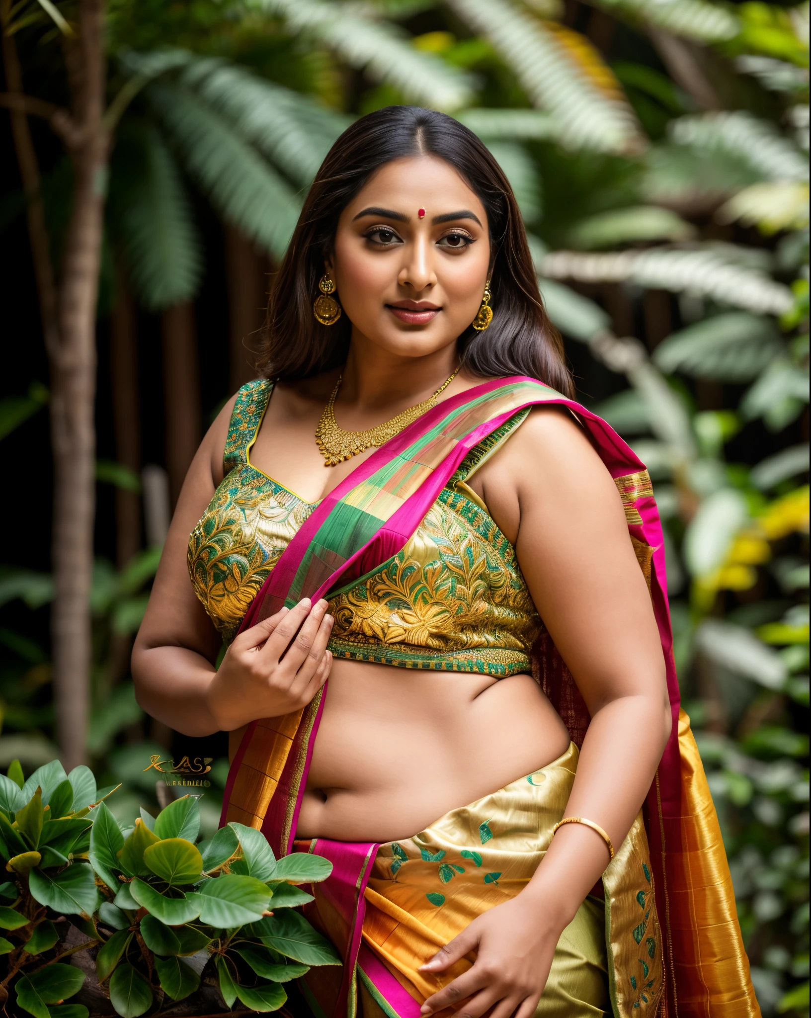 Foto RAW, photorealistic, photography, full body shot, master shot, perfect eyes, goddess like beauty, perfect thick chubby mallu Desi aunty bhabhi, Wearing a Stanapatta, a chest-band.Saree model, model Photography, Indian saree shoot, Indian traditional wear advertising photography, traditional wear brand shoot, face of Indian actress Sonakshi Sinha, masterpiece, realistic, realism, incredible details,  pleasure, photorealism, detailed skin, skin pores, high contrast, photorealistic Artstation 8k HD digital art trend of high definition and detailed realistic skin texture, ultra detail, realistic skin texture, armature, best quality, ultra high definition, (photorealistic:1.4),, high resolution, detail, raw photo, Re sharp, by Lee Jefferies Nikon D850 Film Stock Photo 4 Kodak Portra 400 Camera F1.6 Lens Rich Color Ultra Real Realistic Realistic Textures Dramatic Lighting Unreal Engine Trending at Art Station Cinestill 800,(pele altamente detalhada: 1.2), 8k UHD, DSLR, soft-lighting, alta qualidade, grain of film, Fujifilm XT3,she didn't like to wear blouse or bra, she  happy to wear only saree, she hates blouse or bra,