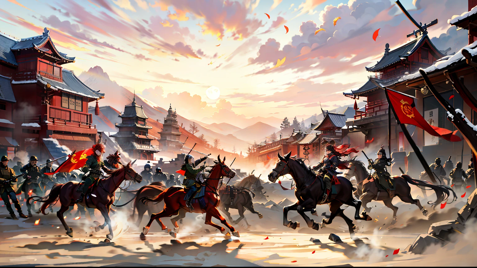 There is a lot of war,Chinese ancient style,k hd4K,army fighting,shadowy