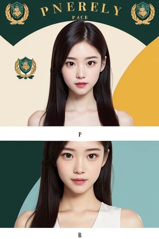 s the perfect face,mid - length hair、to the shoulder、Biaig eyes、with a round face、Slightly curling eagle party emblem Great Wall