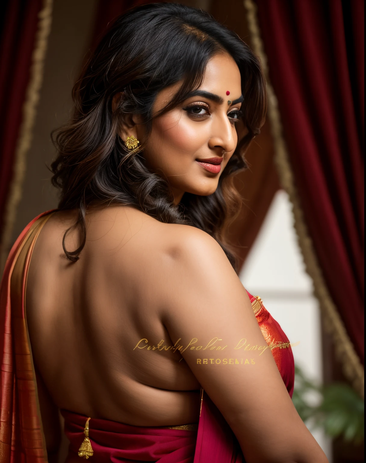 Foto RAW, photorealistic, photography, full body shot, master shot, perfect eyes, goddess like beauty, perfect thick chubby mallu Desi aunty bhabhi, Wearing a Stanapatta, a chest-band.Saree model, model Photography, Indian saree shoot, Indian traditional wear advertising photography, traditional wear brand shoot, face of Indian actress Sonakshi Sinha, masterpiece, realistic, realism, incredible details,  pleasure, photorealism, detailed skin, skin pores, high contrast, photorealistic Artstation 8k HD digital art trend of high definition and detailed realistic skin texture, ultra detail, realistic skin texture, armature, best quality, ultra high definition, (photorealistic:1.4),, high resolution, detail, raw photo, Re sharp, by Lee Jefferies Nikon D850 Film Stock Photo 4 Kodak Portra 400 Camera F1.6 Lens Rich Color Ultra Real Realistic Realistic Textures Dramatic Lighting Unreal Engine Trending at Art Station Cinestill 800,(pele altamente detalhada: 1.2), 8k UHD, DSLR, soft-lighting, alta qualidade, grain of film, Fujifilm XT3,she didn't like to wear blouse or bra, she  happy to wear only saree, she hates blouse or bra, detailed hairy armpits,