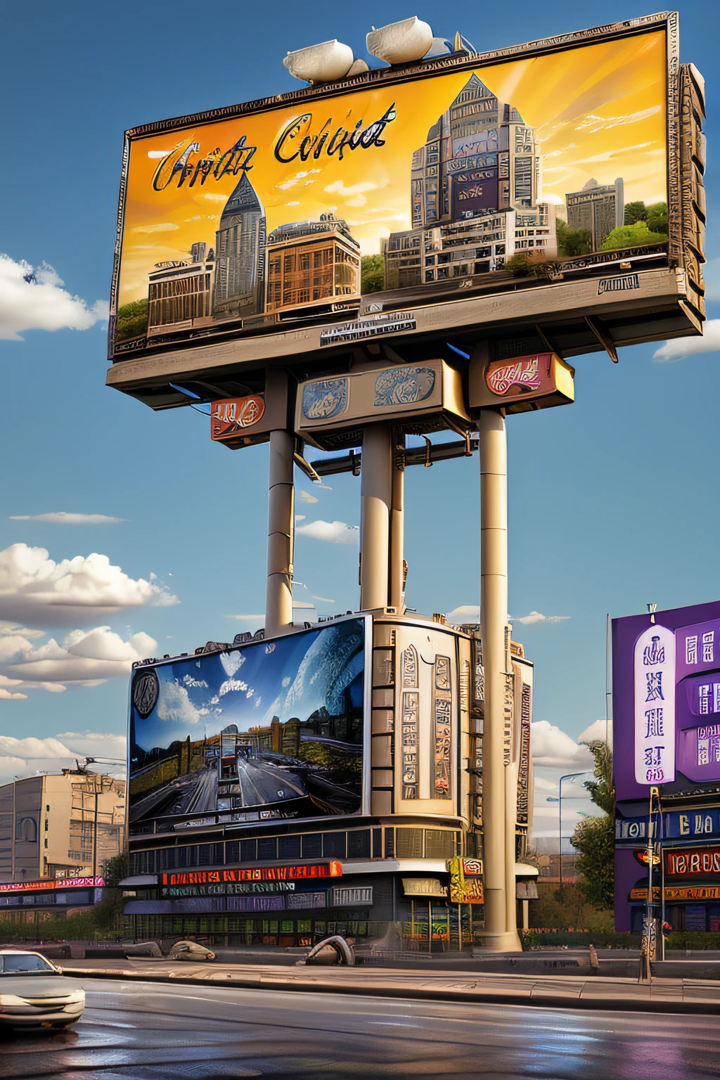 freeway,advertising billboard,Bright sky,Central Plains Culture,china idol