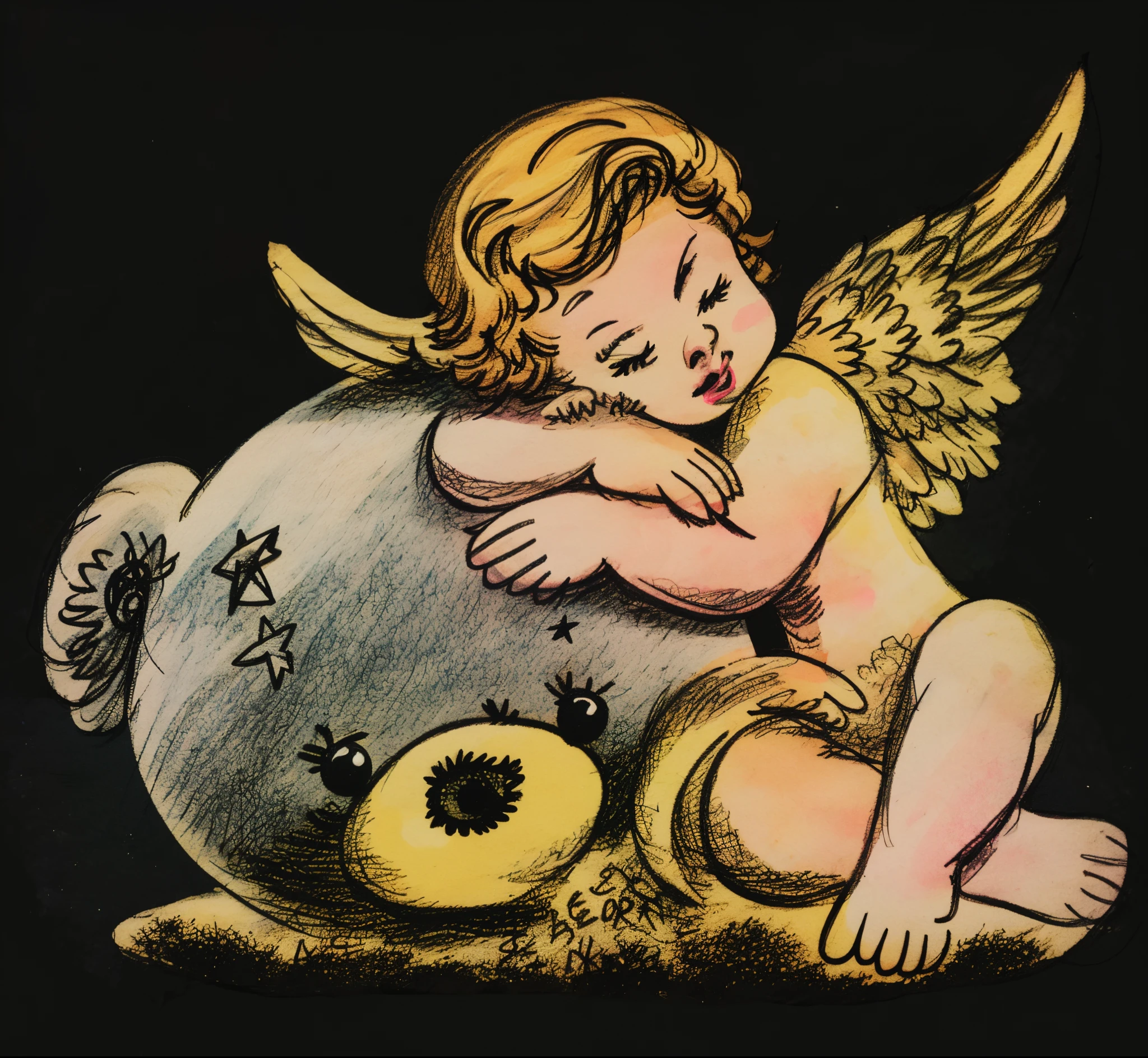  angel holding teddy bear picture, Little angels, inspired by William Stout, sad angel, human need death angel, Lying teddy bear, the fallen angel, Dead children, William Stott, the artist is charles burns, sad, goodnight, Feeling of sadness, Very sad, Sweet dream, Heaven on earth, cupid, toy bear