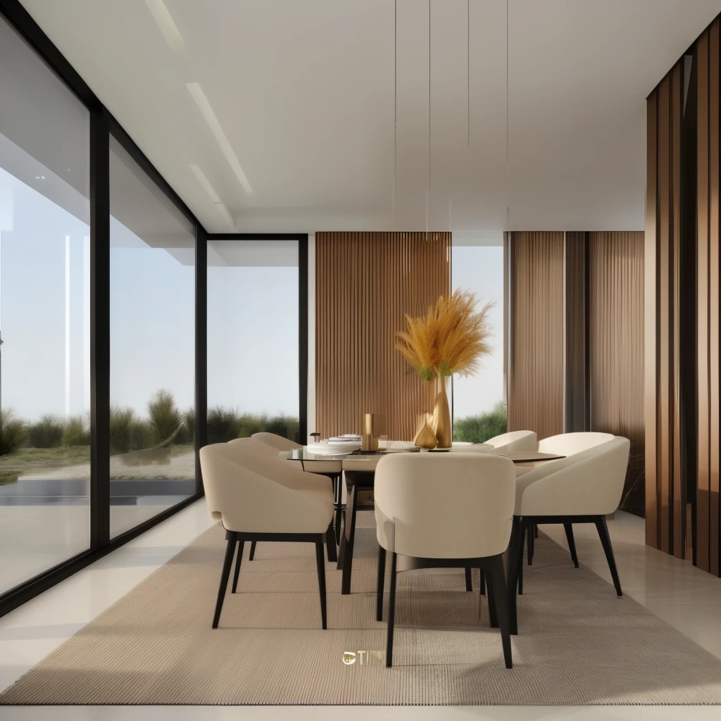 GDMINT luxury modern interior design，big window，dining table，（Natural light）