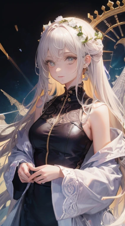 (masutepiece, of the highest quality, best, Official art, Beautiful and aesthetic:1.2),(masutepiece, of the highest quality, Best Quality, Official art, Beautiful and aesthetic:1.2),(tmasterpiece,Top,best qualtiy,offcial art,Beauty and aesthetics:1.2),(1girl in:1.3),Very detailed,(s fractal art:1.3),highly colorful,best detailed,High neck clothing
