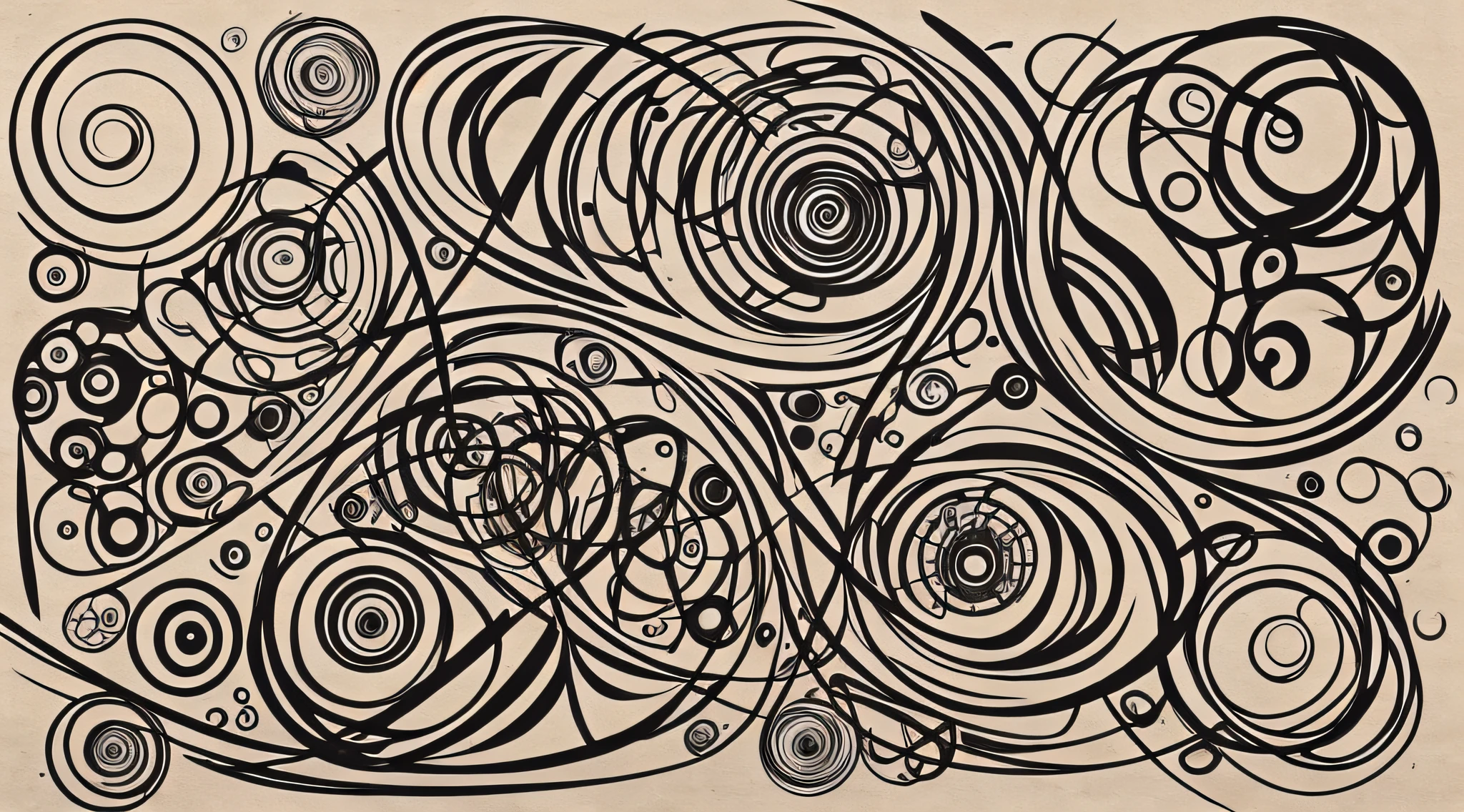 Craft an abstract scene with imperfect circles, squiggly lines, and asymmetrical shapes breaking free from the confines of a rigid square. This represents the liberation that comes with embracing imperfections