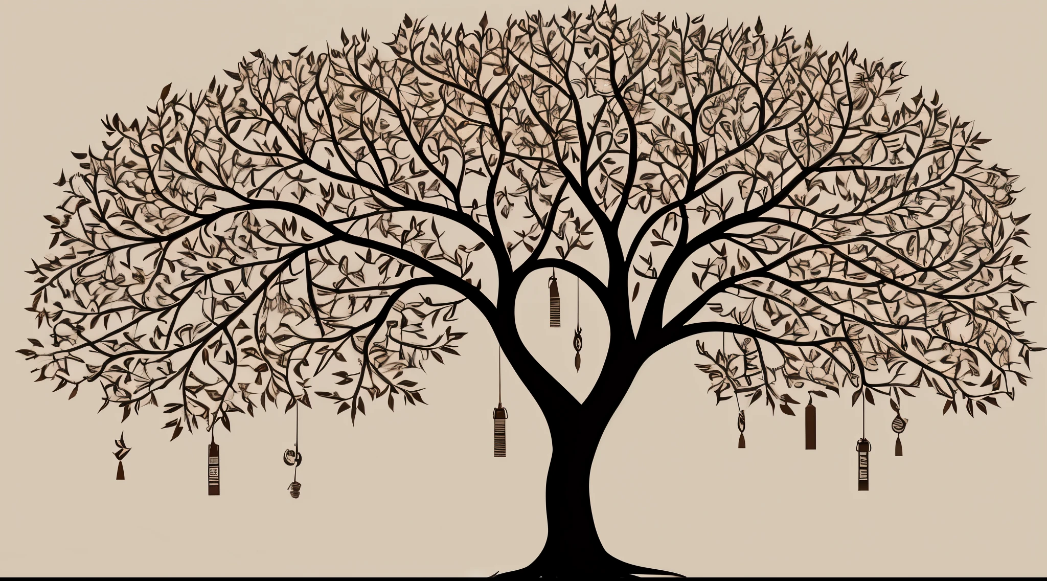 Design an image of a flourishing tree with roots firmly grounded. Each branch holds tags of gratitude, symbolizing the growth that occurs when one appreciates the positive aspects of life.