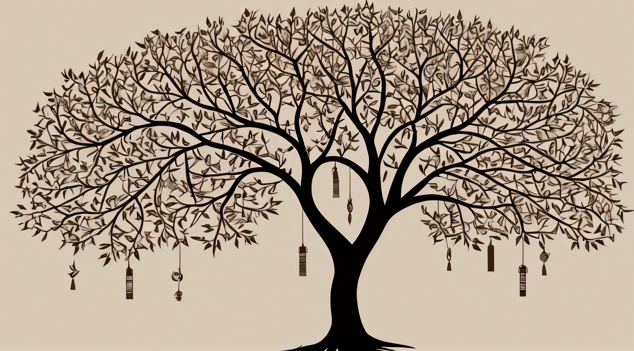 Design an image of a flourishing tree with roots firmly grounded. Each branch holds tags of gratitude, symbolizing the growth that occurs when one appreciates the positive aspects of life.