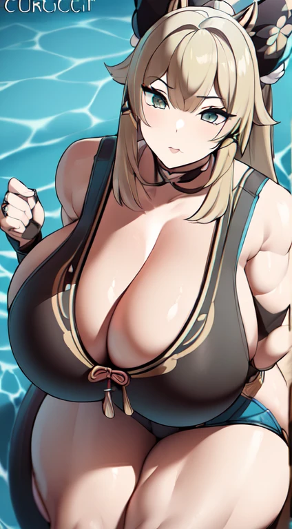 Kirara,Genshin Impact,sitting in water throne,tmasterpiece,Huge stacked breasts,The kinky is exposed ,(Surreal breasttremely full breasts)),((Super large)),Big breasts Thin waist,(((Extremely large breasts))),seductiv,High detail,hyper qualit,high resolution,8K,8k smooth,(reality: 1.2),(Highly realistic,Ultra-realistic,photograph realistic),(Realism: 1.2),Solo,(Perfect feminine curveig breasts:2),(Huge breasts:2),(gigantic cleavage breasts:2),(Large breasts:2),(Bare tits:1.4),(chiseled abs : 1.1),Nice strong legs,,(Curvy:1.1),Narrow waist,(gigantic hip:1),(Thick thighs:1),(Thick legs:1),Muscular,(body builder:1.5)