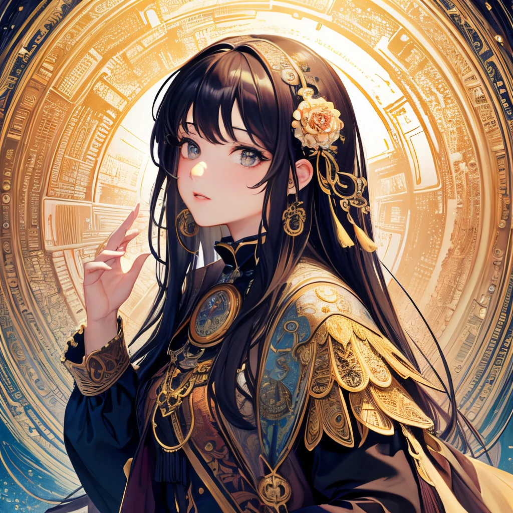 (masterpiece, top quality, best quality, official art, beautiful and aesthetic:1.2), (1girl:1.3), (fractal art:1.3),