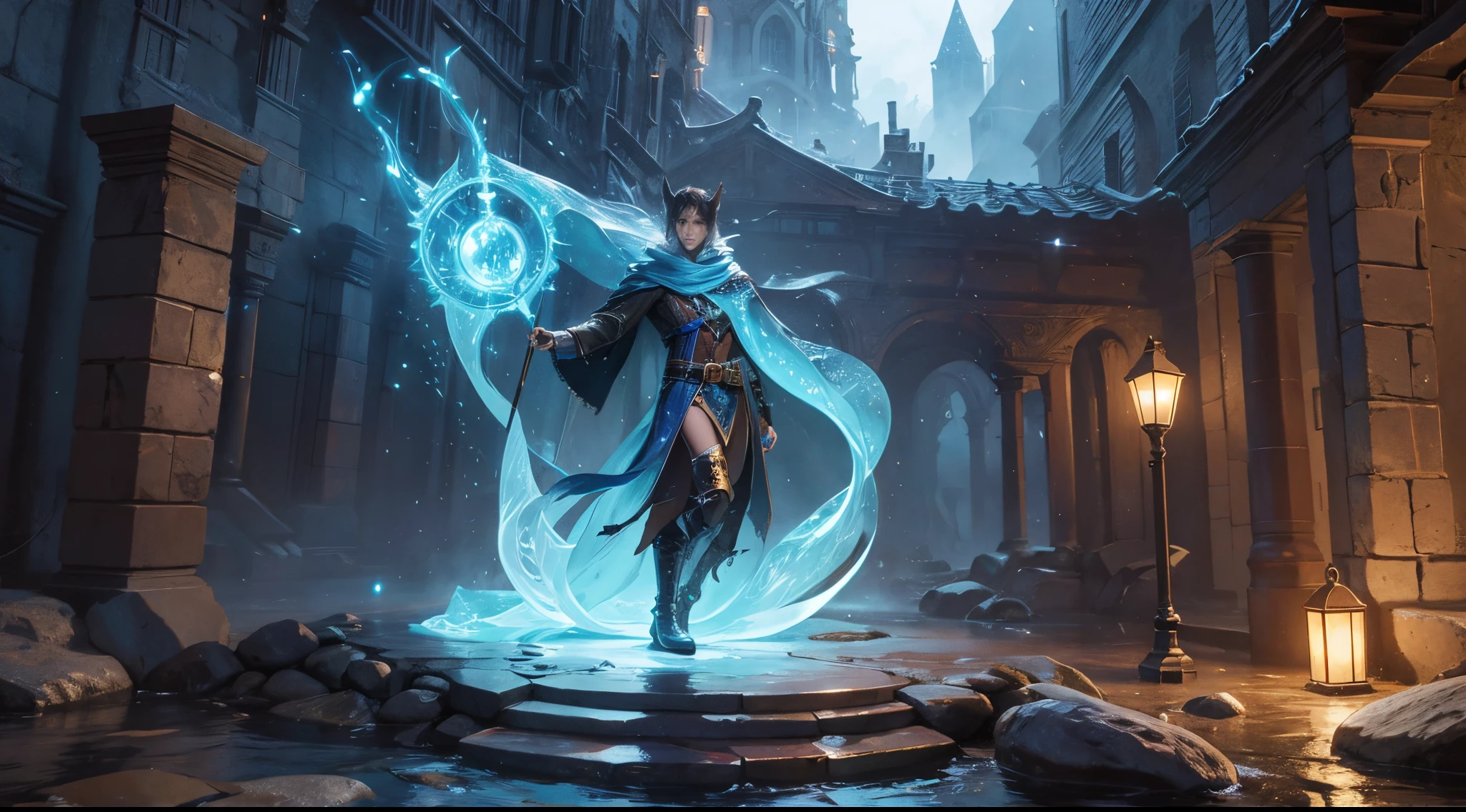 Magic and Elements,The sealed magic stone is the main body,Western magic village,4K,hyper HD,scenario