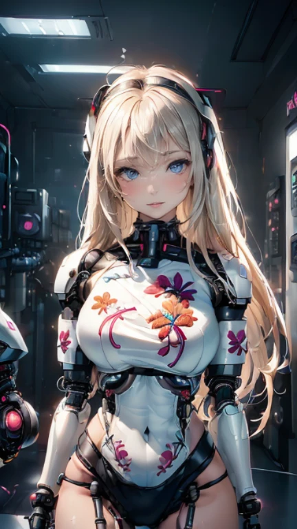 ((1girl in:1.5),(Embroidered cybernetic body:1.5),Large full-breasted mechanical chest armor:1.5)),(Highest image quality, excellent details, Ultra-high resolution, (Realism: 1.4), The best illustrations, favor details, One girl highly condensed,(presence:1.5),(Dynamic:1.5),(Bold:1.5)),(Thin hair:1.8), (Swept long bangs:1.5),(very light coppery amber hair),((Hair over one eye:1.2)),riding on motorcycle,the background is a high-tech lighting scene of the futuristic city, ((shorth hair:1.3))