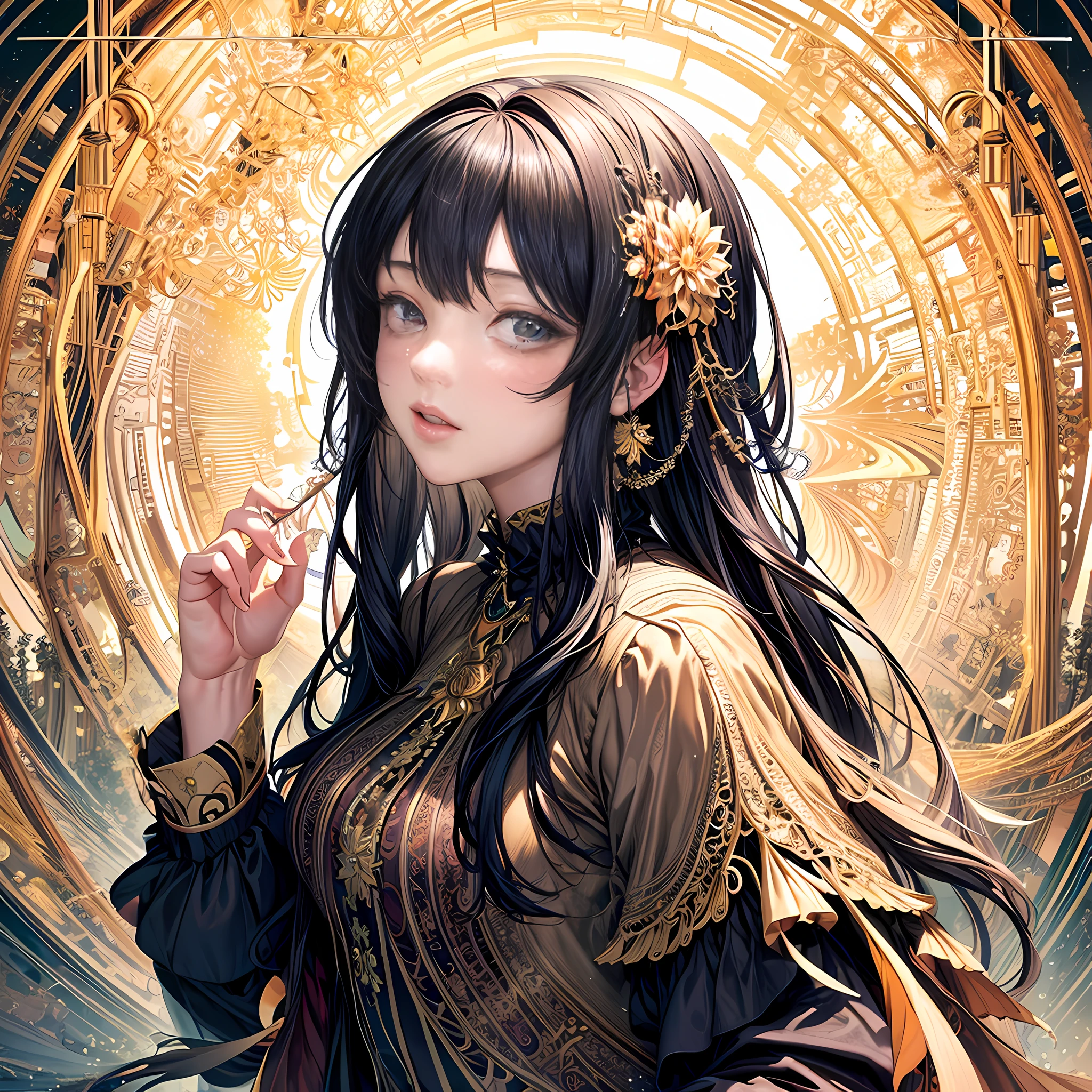 (masterpiece, top quality, best quality, official art, beautiful and aesthetic:1.2), (1girl:1.3), (fractal art:1.3),