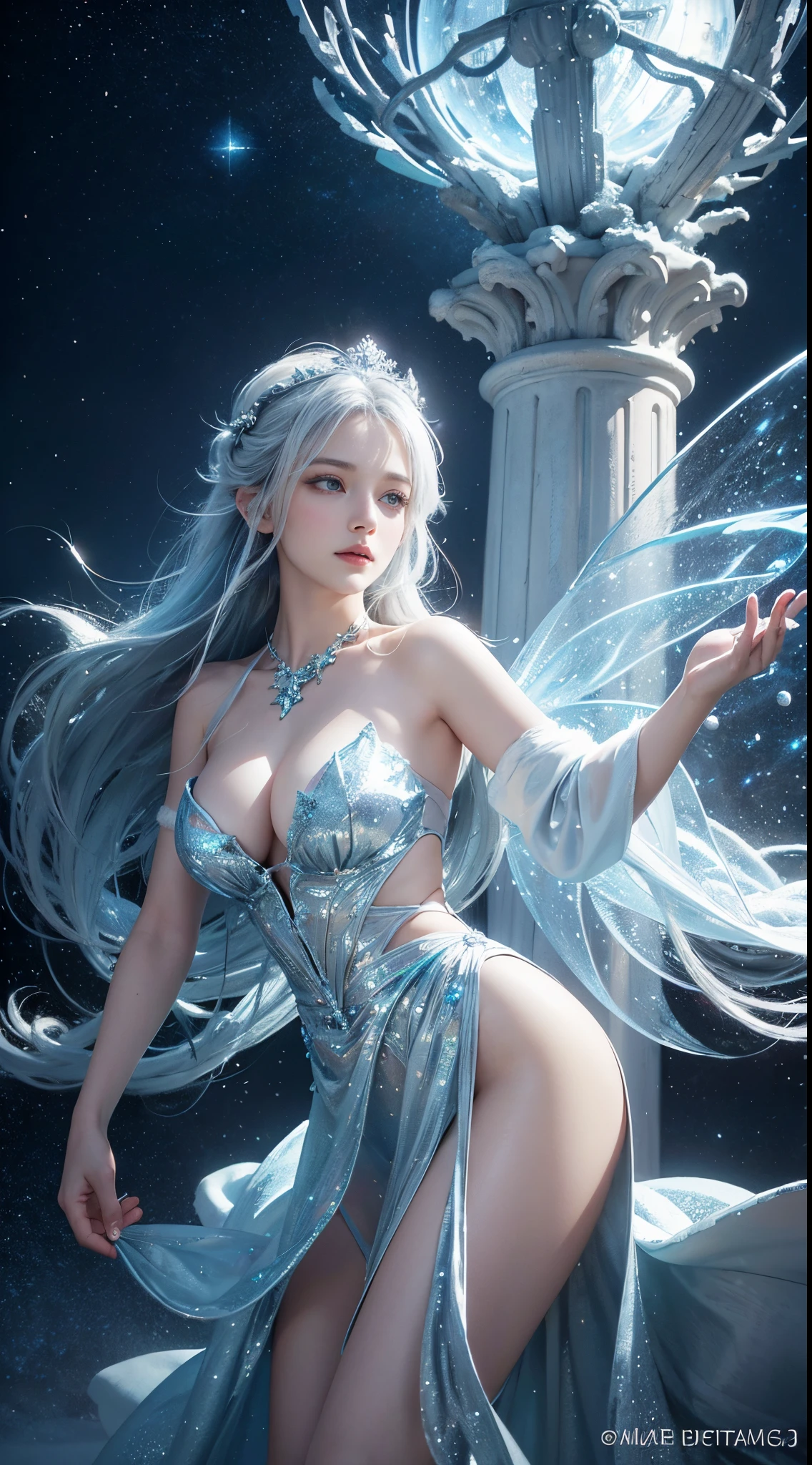 snowstyle, ethereal fantasy concept art of {(Glistening snow fairies adorned with icicle crowns twirled through the air, transforming frosty breath into enchanted snowflakes. A winter ballet unfolded as they crafted a crystalline palace for a grand Christmas ball.:1.4), centered, symmetrical, in the style of disney, Detailed digital art by greg rutkowski and Thomas kinkade, Trending on Artstation, CGSociety, deviantart, 8k, HD, detailed, high resolution, cinematic, unreal engine 5, 4k UHD image, octane render, epic angle and pose, 3d, depth of field, captivating patterns, creative experimentation, luminous magic trails, global illumination, cinematic light, epic shot, festive hues with diffused lighting, award-winning, professional, masterpiece, full sharp, UHD, HDR, 8k} . magnificent, celestial, ethereal, painterly, epic, majestic, magical, fantasy art, cover art, dreamy,