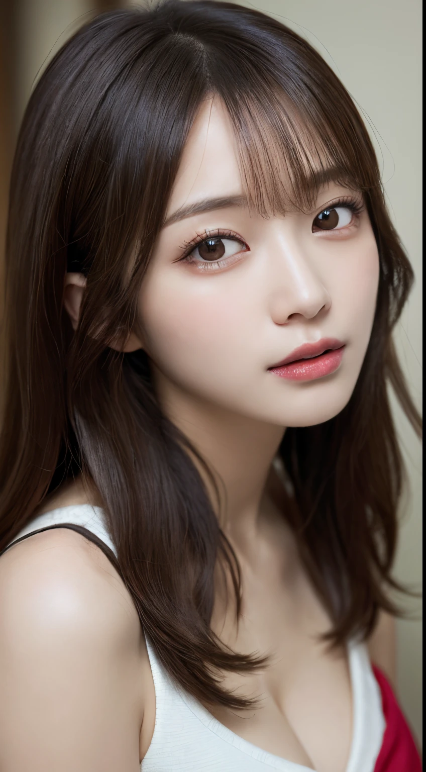 masutepiece, Best Quality, Illustration, Ultra-detailed, finely detail, hight resolution, 8K Wallpaper, Perfect dynamic composition, Beautiful detailed eyes , Hotel(Bet), Sexy face,Face feeling ecstasy,Face at the peak of sexual arousal,excited face from ,KPOP Idol Face,Blur the background,beautifull detailed face,slender face