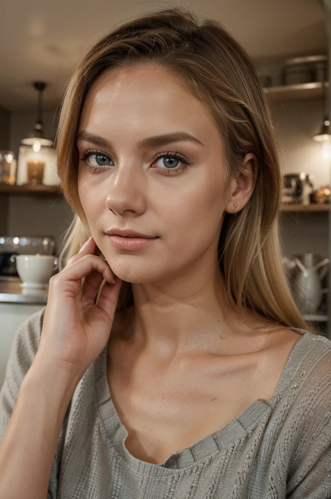 (beste-Qualit, 4K, 8K, hight resolution, Meisterwerk : 1.2), Ultra-detailliert, (Realistisch, fotoreallistisch, fotoreallistisch : 1.37) ((best quality)), ((Meisterwerk)), (Detailliert), Perfektes Gesicht, 1.1, Hochdetaillierte Gesichts- und Hautstruktur, Detaillierte Augen, symmetrische Augen, Anna Björn a 21 year old blonde swedish girl, full body pictures in a cozy cafe in vienna, cute makeup, cute poses, modest clothing, aesthetic instagram pictures