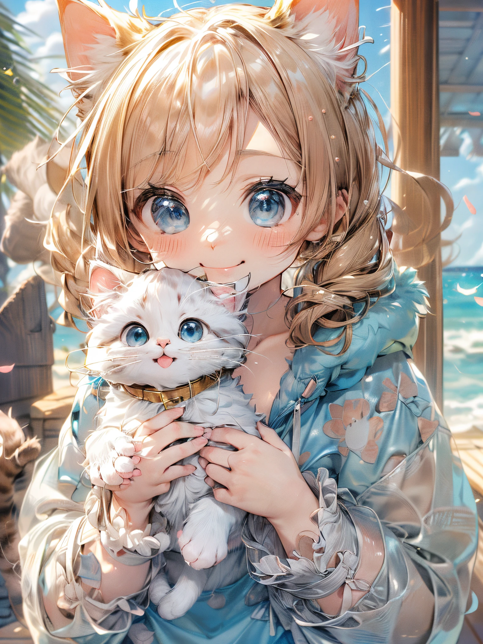 Anime Girl With Cat Ears Holding A Kitten In Her Arms SeaArt AI Anime Girl With Cat Ears Holding A Kitten In Her Arms SeaArt AI