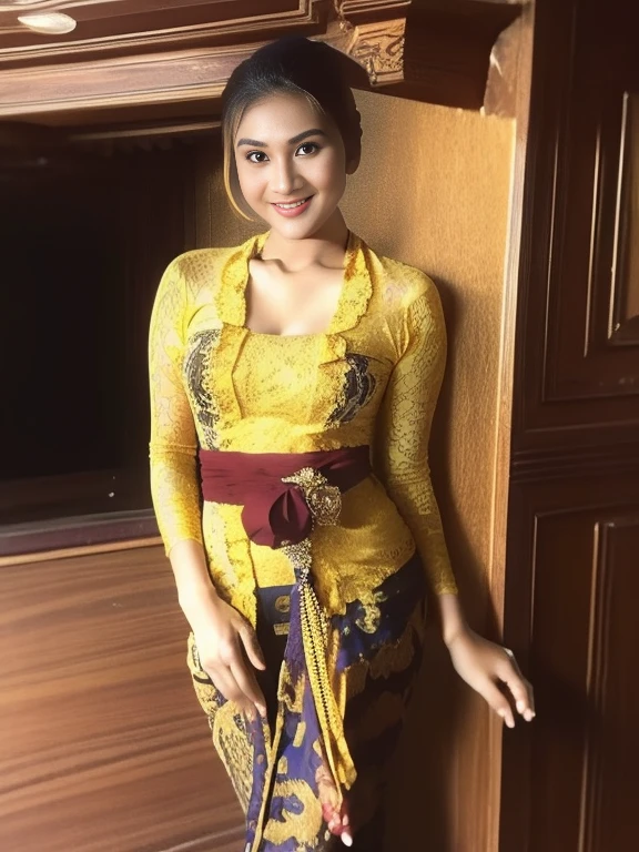 8k portrait of beautiful cyborg with brown hair, intricate, elegant, highly detailed, majestic, digital photography, art by artgerm and ruan jia and greg rutkowski surreal painting gold, broken gsterpiece, sidelighting, finely detailed beautiful eyes: 1.2), hdr, kebaya_bali, red_kebaya_bali
