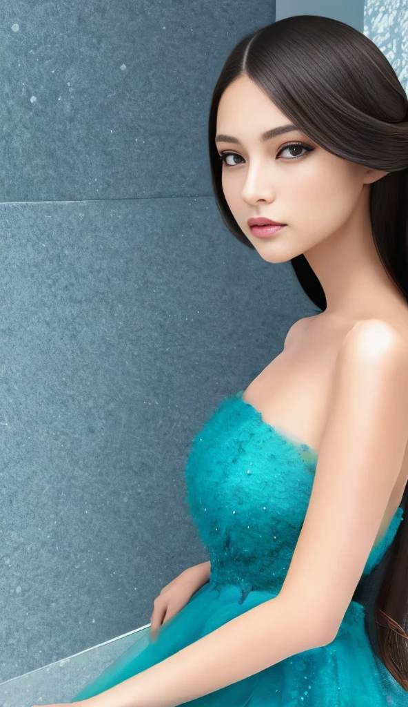A stunning portrait of a beautiful fair-haired woman. Think of code 002 anime girl elegance, in woman’s underw3ar. Captured in a modern setting. The subject is styled in a timeless fashion, with soft waves in her hair and a subtle, sophisticated makeup look that enhances her natural beauty. The medium is photo hyper-realism, with a focus on highly detailed and high-resolution 16k imagery.