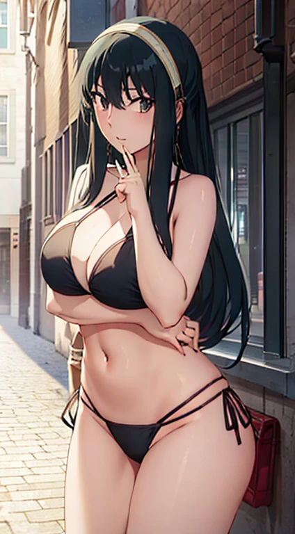 1 girl, long hair, very big breasts, very , sexy look, looking at the camera, wearing a bikini
