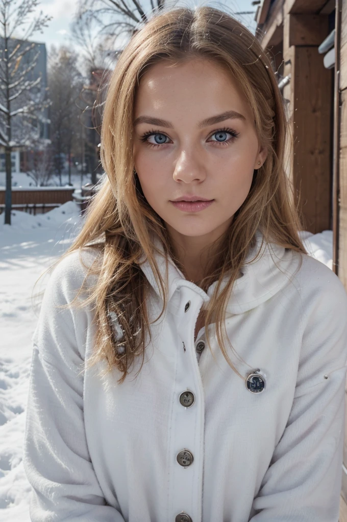 (beste-Qualit, 4K, 8K, hight resolution, Meisterwerk : 1.2), Ultra-detailliert, (Realistisch, fotoreallistisch, fotoreallistisch : 1.37) ((best quality)), ((Meisterwerk)), (Detailliert), Perfektes Gesicht, 1.1, Hochdetaillierte Gesichts- und Hautstruktur, Detaillierte Augen, symmetrische Augen, Anna Björn a 21 year old blonde swedish girl, full body pictures in cozy winter clothing, snowy stockholm background, cute makeup, cute poses, aesthetic instagram pictures