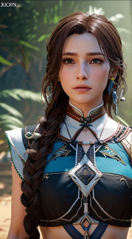 Cirilla Fiona Ellen Rhiannon，Horizon Zero Dawn，Highest image quality，Excellent details，超高分辨率，（：1.4）, She has a delicate and beautiful face，Raised sexy， tribal realm，mechanically aesthetic，Virtual Engine 5，Perfect detail rendering，Rendered by Octane，hyper HD，Full body photo，Take a bow and nock an arrow