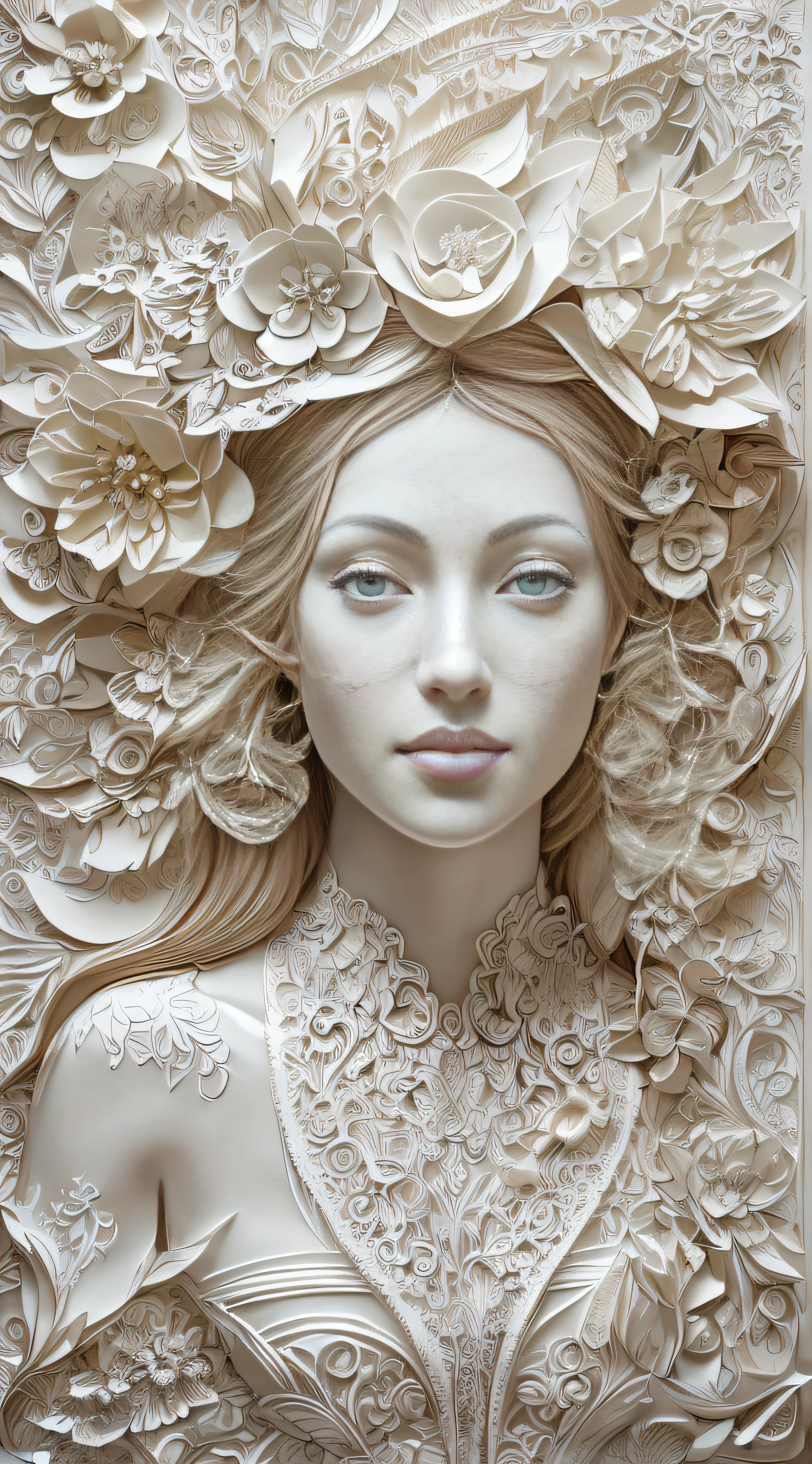 (((Papel Cortado Art,flat hollow。)))wedding dress art deco women pictures, artistically, including...Made , Carol Buck-Ude, Layered art, Detailed clothing and face shapes, welcoming. extremly high detail, Very detailed woman, detailed woman, Intricate fantasy of reality, dream-like. iintricate, Intricate beauty, Obras de arte intrincadas, Complex portraits