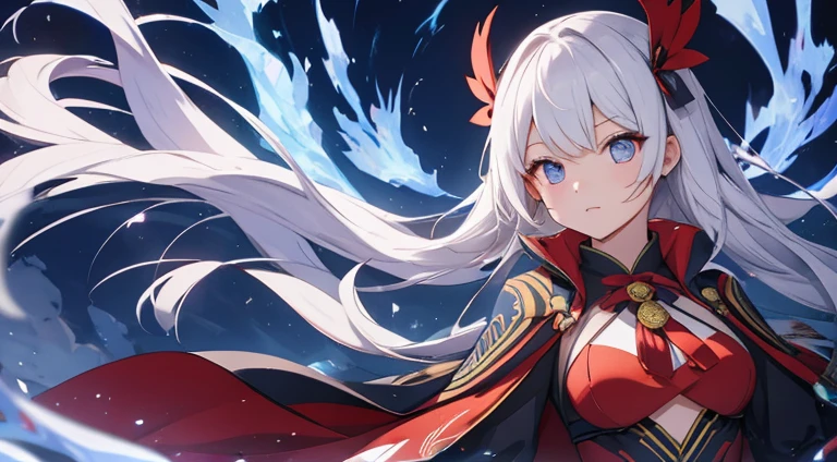 A girl raised by a tengu、possesses superpowers、Tie a seal on a cedar tree、cause thunder and storms、my daughter is beautiful、Dressed in a crow tengu costume。Transparent skin shines in the evening darkness