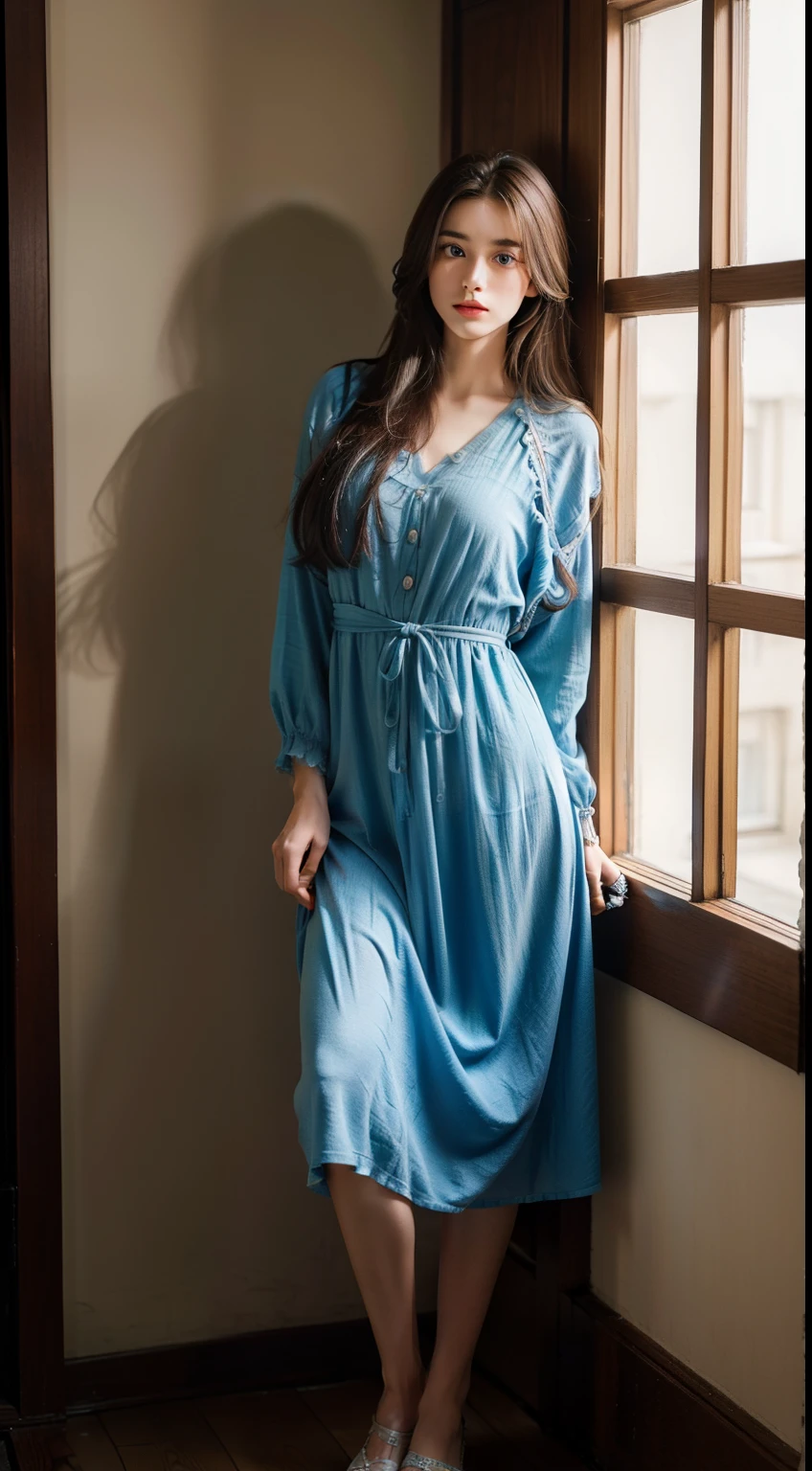 nffsw_lure_Dress 3,8K,,(Realistic:1.1), (Photorealistic:1.1), (masutepiece:1.1), (Best Quality:1.1), Raw photo, hight resolution, ultra-detailliert, high-definition RAW color photography,professional photograpy,masutepiece, Best Quality,Realistic,realskin,1girl in,Low_keys,Solo,Lighting,Long hair ,Full body, Standing,crass room, Beautiful detailed eyes,Natural lighting,, (Detailed face:1.2),Extremely beautiful face,,