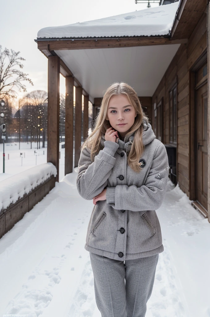 (beste-Qualit, 4K, 8K, hight resolution, Meisterwerk : 1.2), Ultra-detailliert, (Realistisch, fotoreallistisch, fotoreallistisch : 1.37) ((best quality)), ((Meisterwerk)), (Detailliert), Perfektes Gesicht, 1.1, Hochdetaillierte Gesichts- und Hautstruktur, Detaillierte Augen, symmetrische Augen, Anna Björn a 21 year old blonde swedish girl, full body pictures in cozy winter clothing, snowy stockholm city background, cute makeup, cute poses, aesthetic instagram pictures