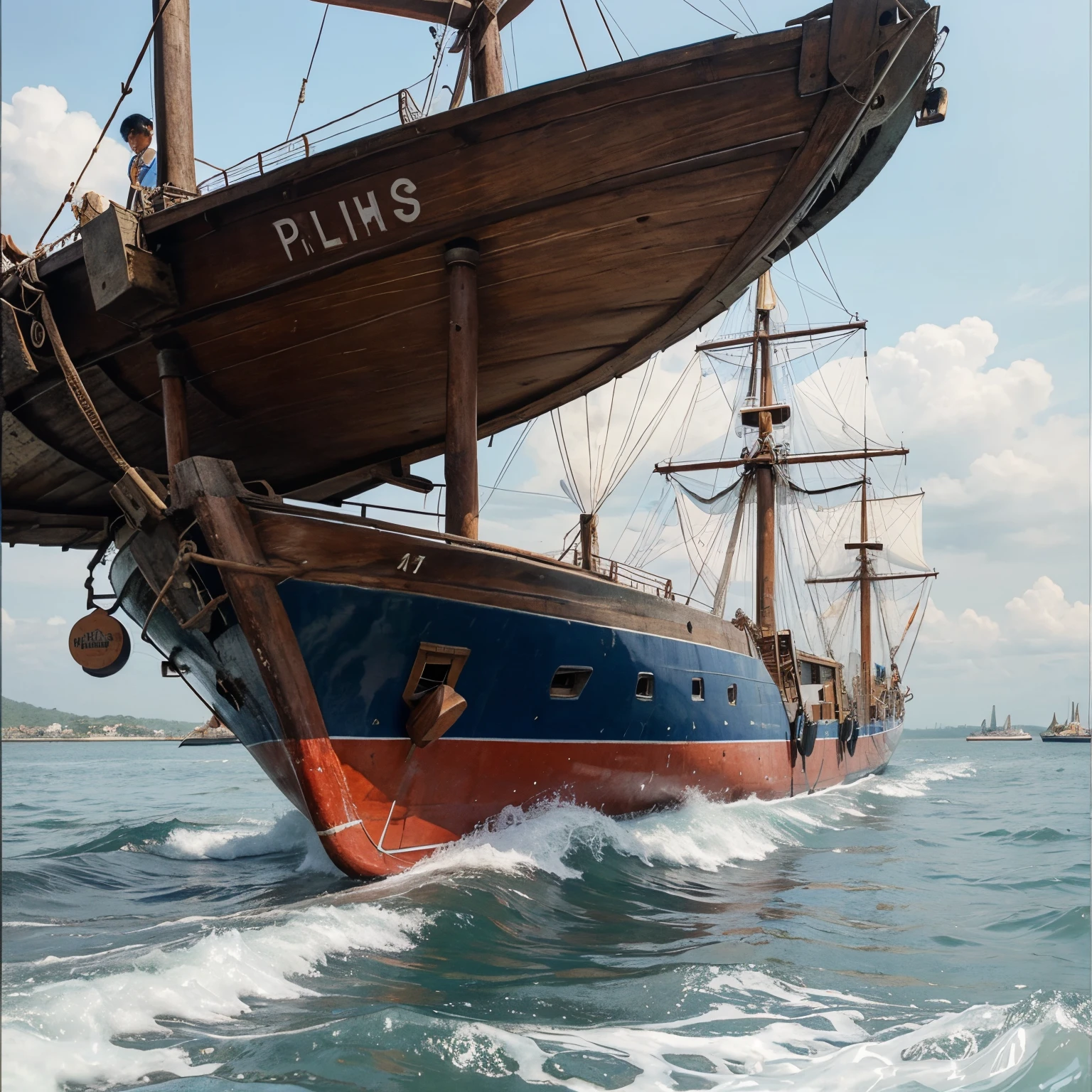 Give me a sample of Traditional Philippine drawing Art it must be Maritime Transport