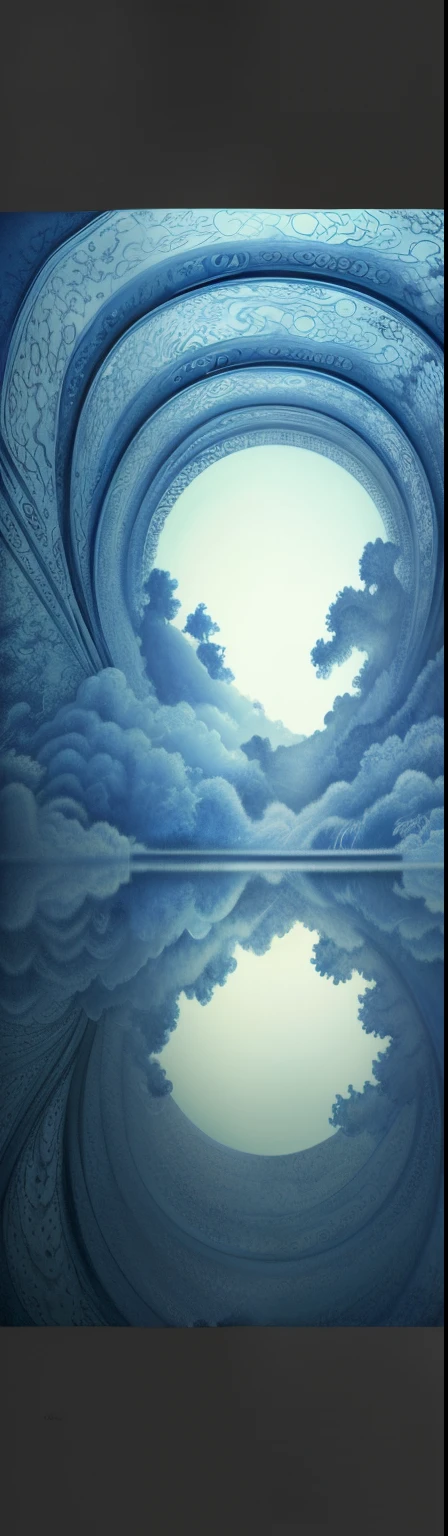 The quintessence of Chinese blue and white porcelain pattern is integrated into the innovation of artistic conception ink painting , Ink blending, Oriental fashion aesthetic art , High mountains and flowing water , Beautiful sunset, Transparent and flawless , Color is empty , Empty and color , Qing Rourou , Bai Rou , senior color matching , A feast of giant immersive art exhibitions , Advanced structural art aesthetics , Environmental atmosphere rendering , Contour light , volumettic light , Fill light effects , Filter special effects light and shadow are superior , Advanced light and shadow aesthetic texture , 16k , c4d ink rendering,5d transparent spiritual art world , Light and shadow visual art , Warm light surges through the layers , Motion capture , plump , The special effect of overlapping virtual and real shadows , wonderful , The majestic momentum between heaven and earth , peaceful life energy , Beautiful light and shadow art,Light painting rendering