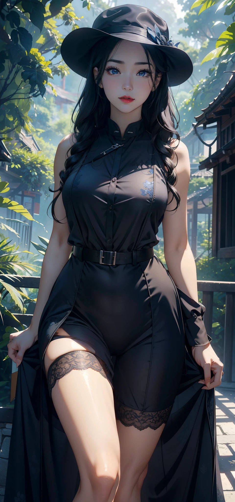 1 female,Small Loli(background:In the woods,Rainforest,In the summer,pool) She has short black hair,,Bob,Straight Hair,Red lips,Standing in the water,Front view, OK, Gloomy sky,(((masterpiece),(Highly detailed CG Unity 8k wallpaper),最OK质量,Light,详细background,beautiful eyes,(Very delicate and beautiful),(Beautiful and detailed description of the eyes),Ultra Detailed,masterpiece,)),face camera,high resolution,Ultra Detailed),Exposing breasts,Exposing genitals, Convex,Camel toe,Sexy bulge,Primary school students(wear:Black transparent cheongsam)