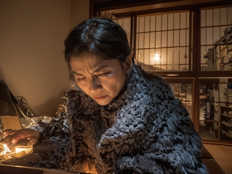 Old woman，horror film，Supernatural，darkly，youkai，wrinkles，terror，Frowning，Crying face
