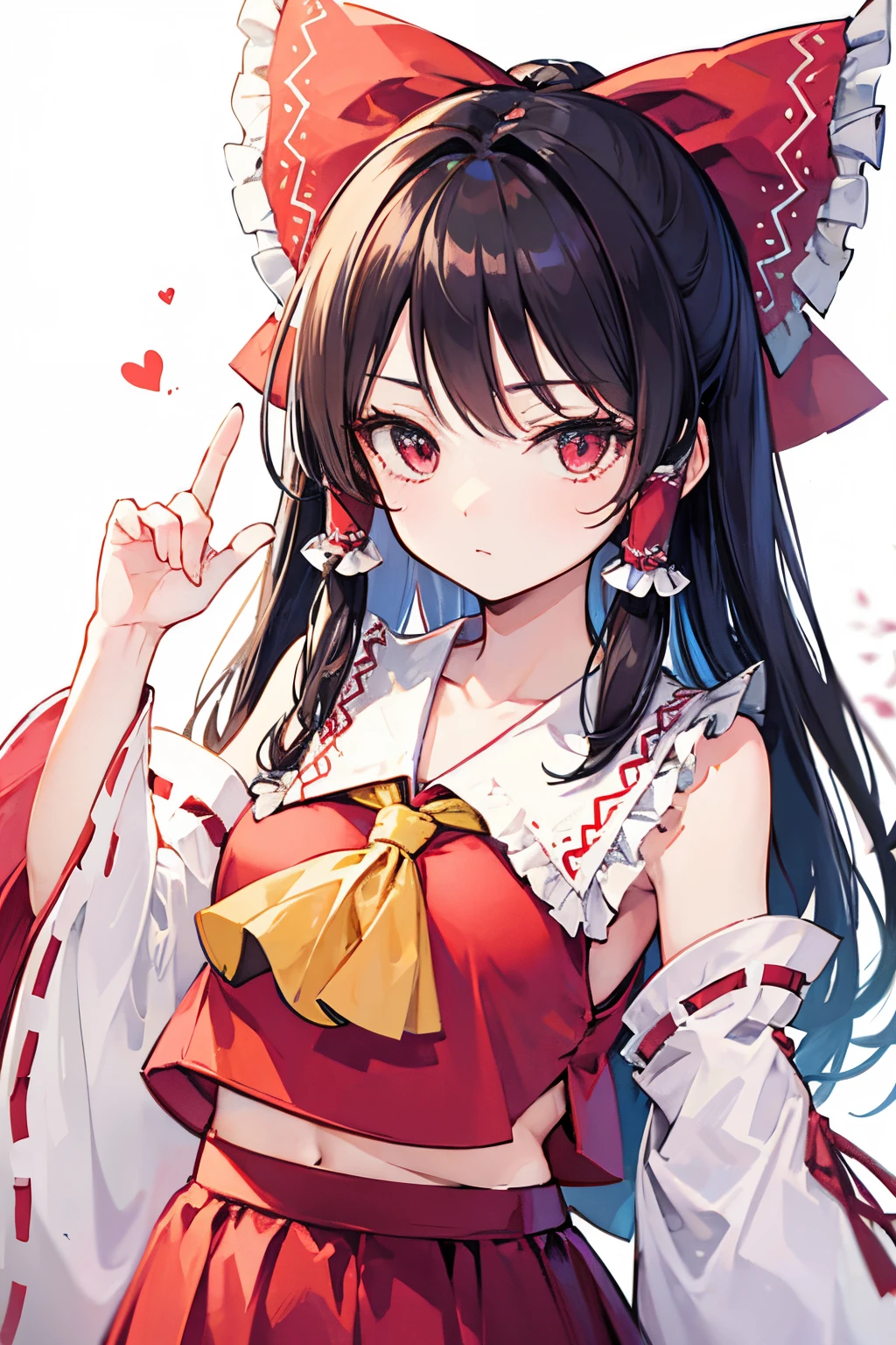 Anime girl with long black hair wearing a red and white outfit - SeaArt AI