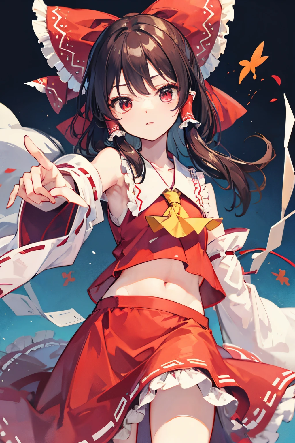 hakurei reimu, touhou project, pointing