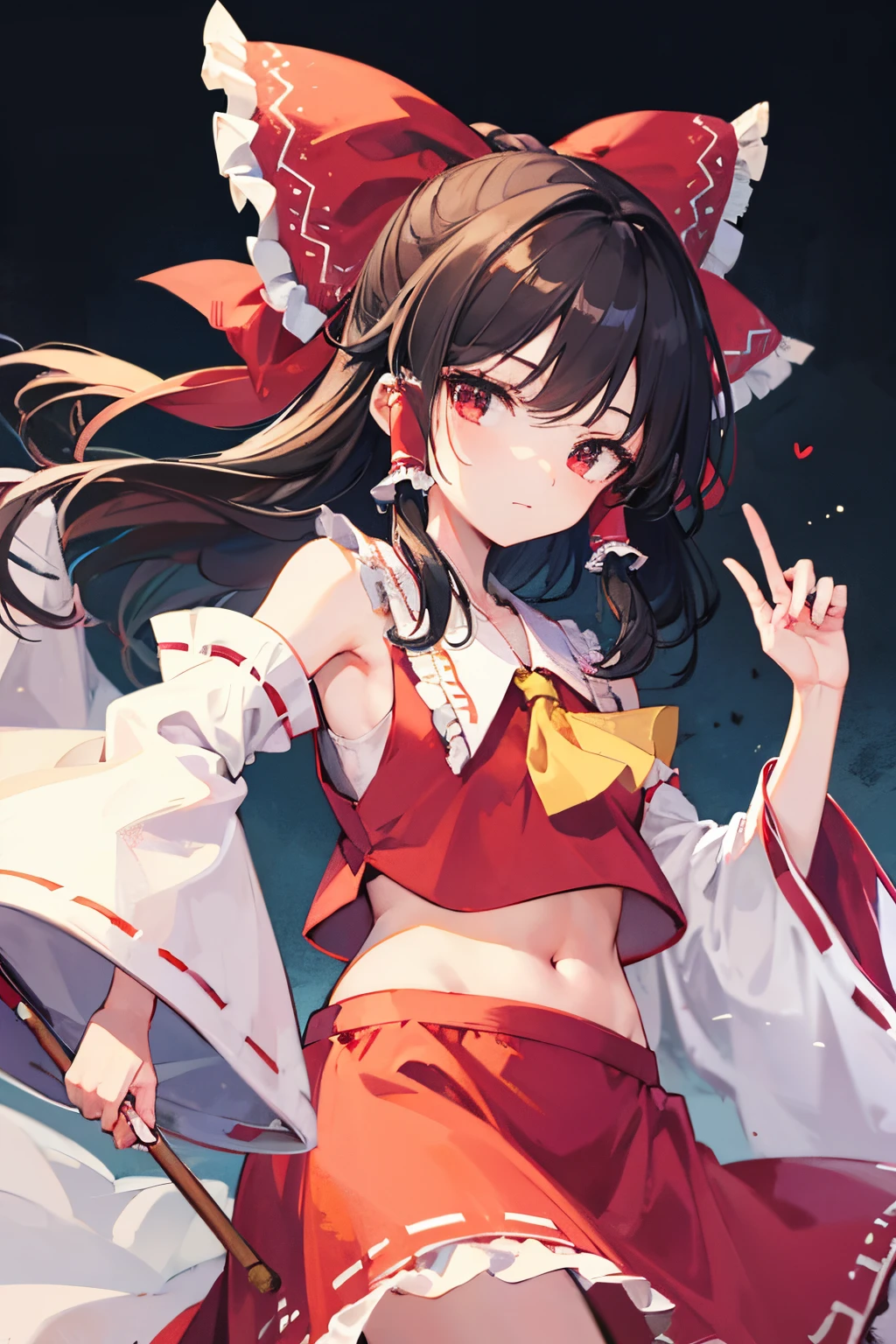 hakurei reimu, touhou project, pointing