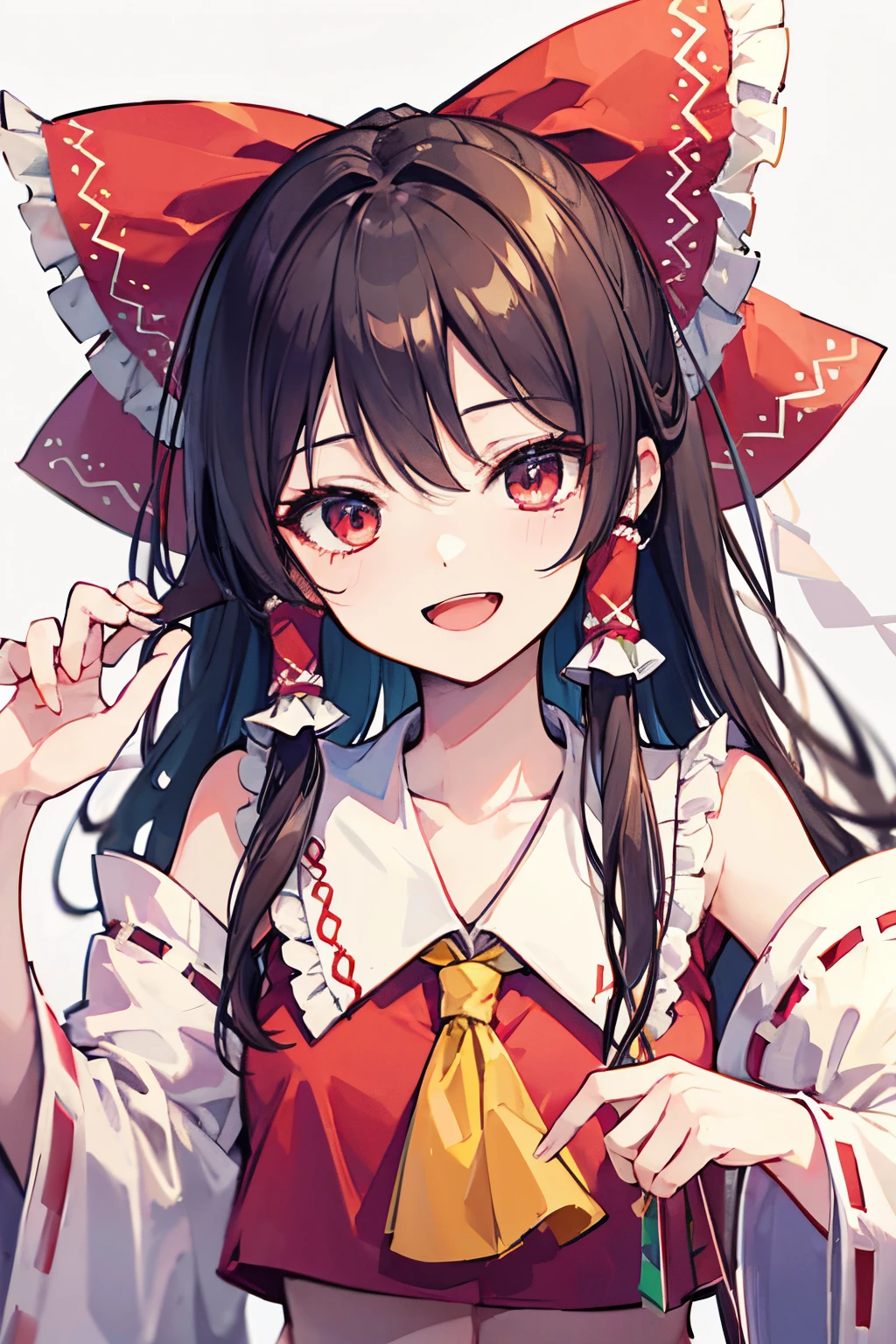 hakurei reimu, touhou project, laughing