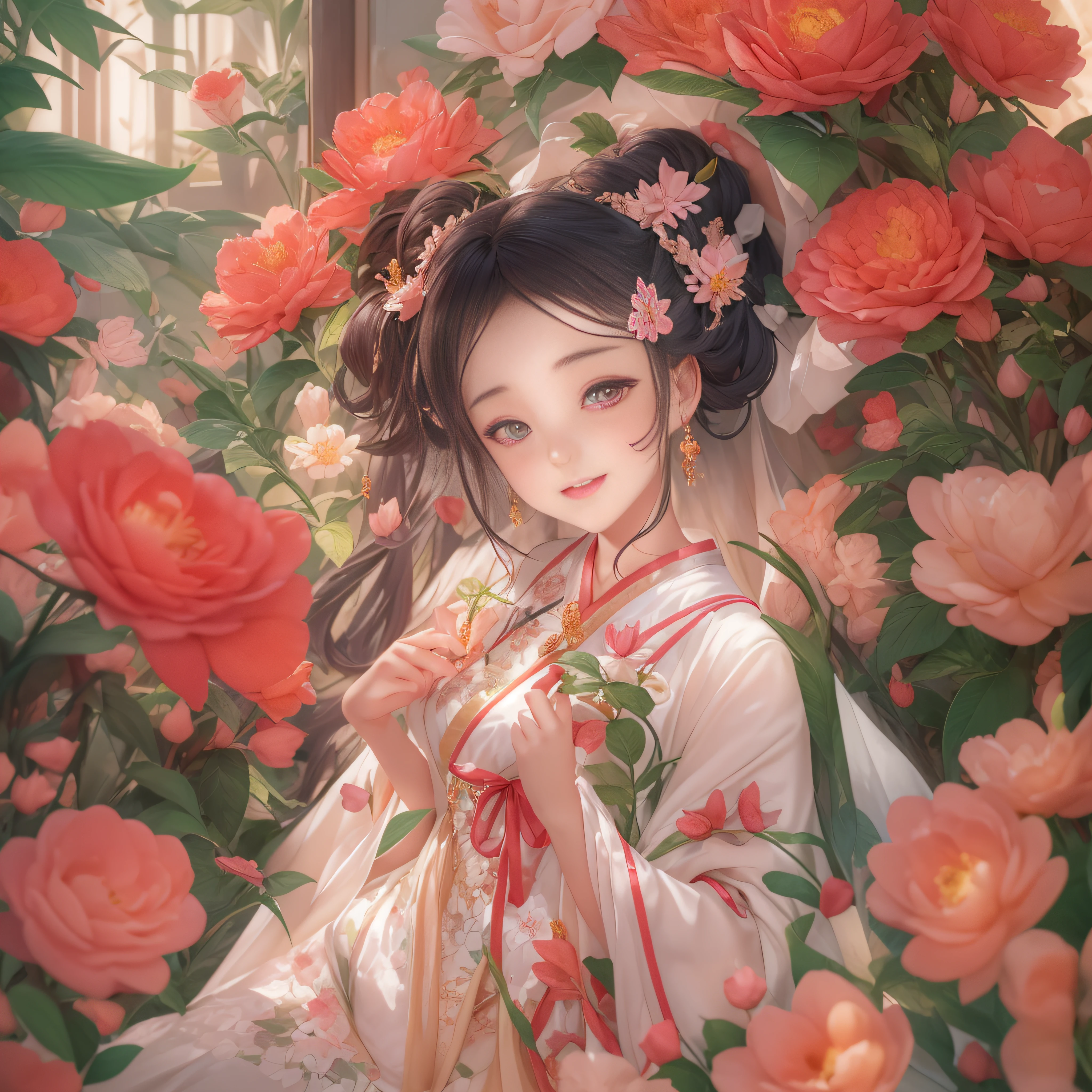 (sandbox:1.4),Movie Angle,(cute girls,Anatomical correct,Full body lesbian,Masterpiece camellia,Masterpiece Hanfu,ssmile),( artistically,Quilting art,geometry),(Too much color quality,high detal,tmasterpiece,movie light effect,4K,lightand shade contrast)