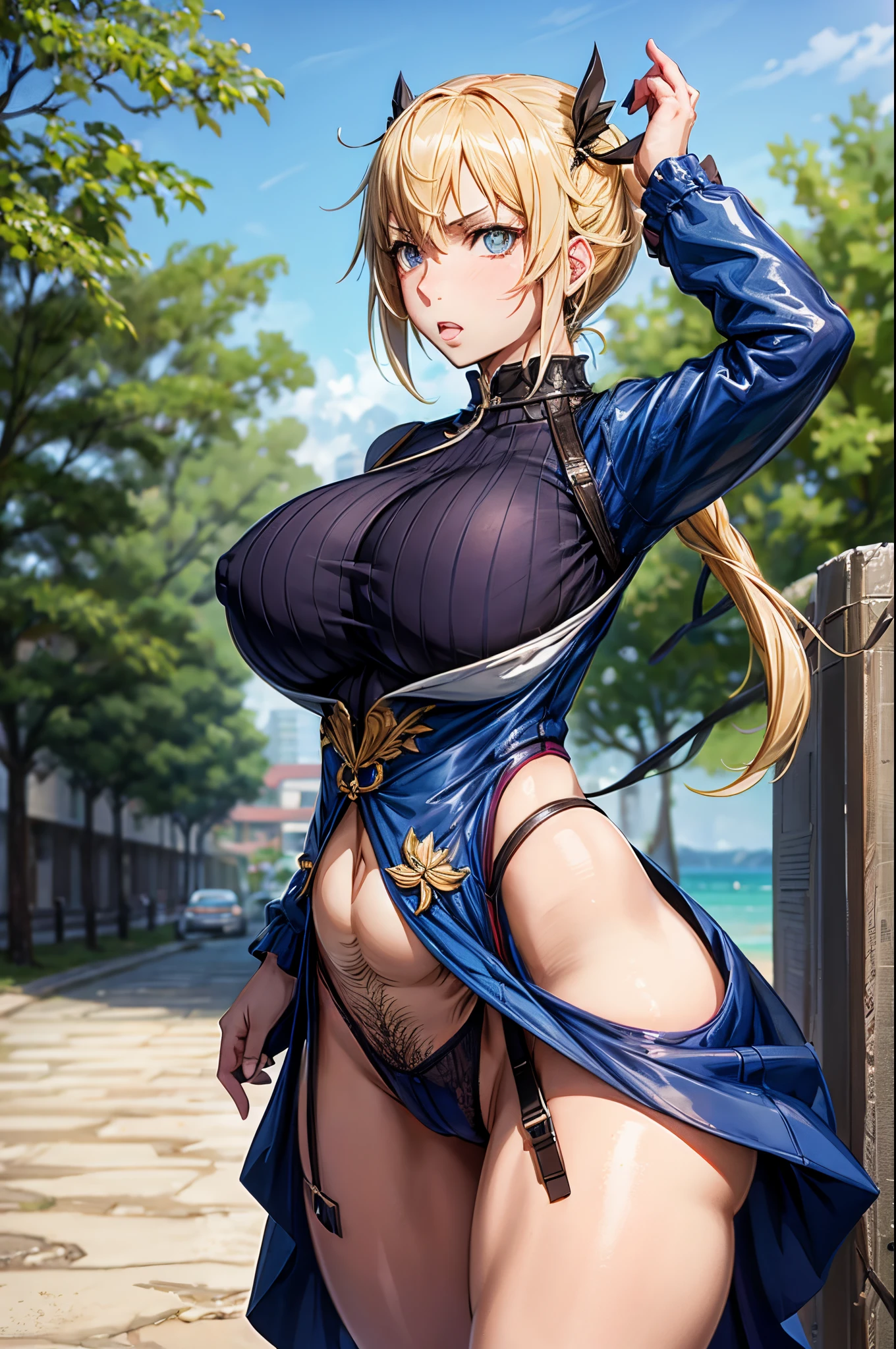 Anime girl with big breasts posing in front of a building, too, seductive anime girl, loli in dress, rei hiroe, ecchi, ecchi anime style, small curvy loli, loli, anya from spy x family, makoto shinka, anime girl named lucy, Shirobako, | Anime with small details, Artoria Pendragon