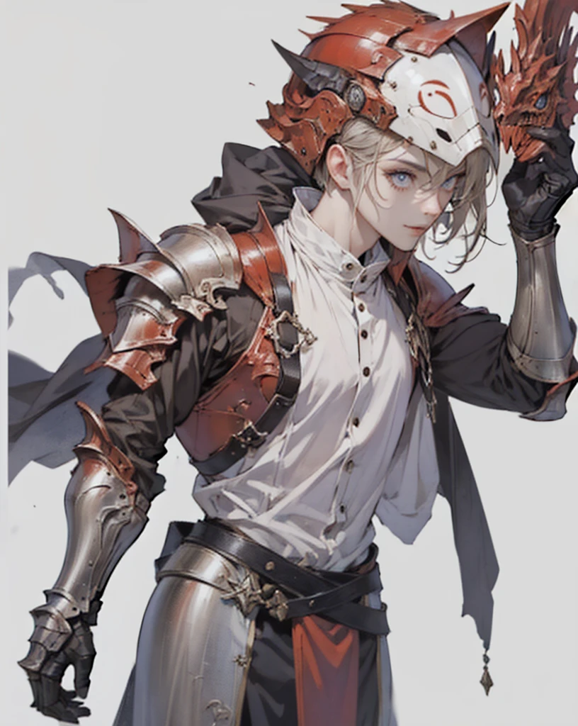 (((face wrestling face helmet)))、(((thin and slim woman)))、((Best Quality)), ((masutepiece)), (red thigh armor), Perfect face,Look away, A smile, The upper part of the body, Red Knight、Exterior with hawk motif、(High detail red gothic full armor:1.8)))、gauntlets、hand armor、 High Quality Illustrations, Deep lines,, a small face、de pele branca、 student、ultradetailed eyes, Hyper detail of thin eyebrows, Ultra-dense eyelashes、((White background、No background))、cowboy shot