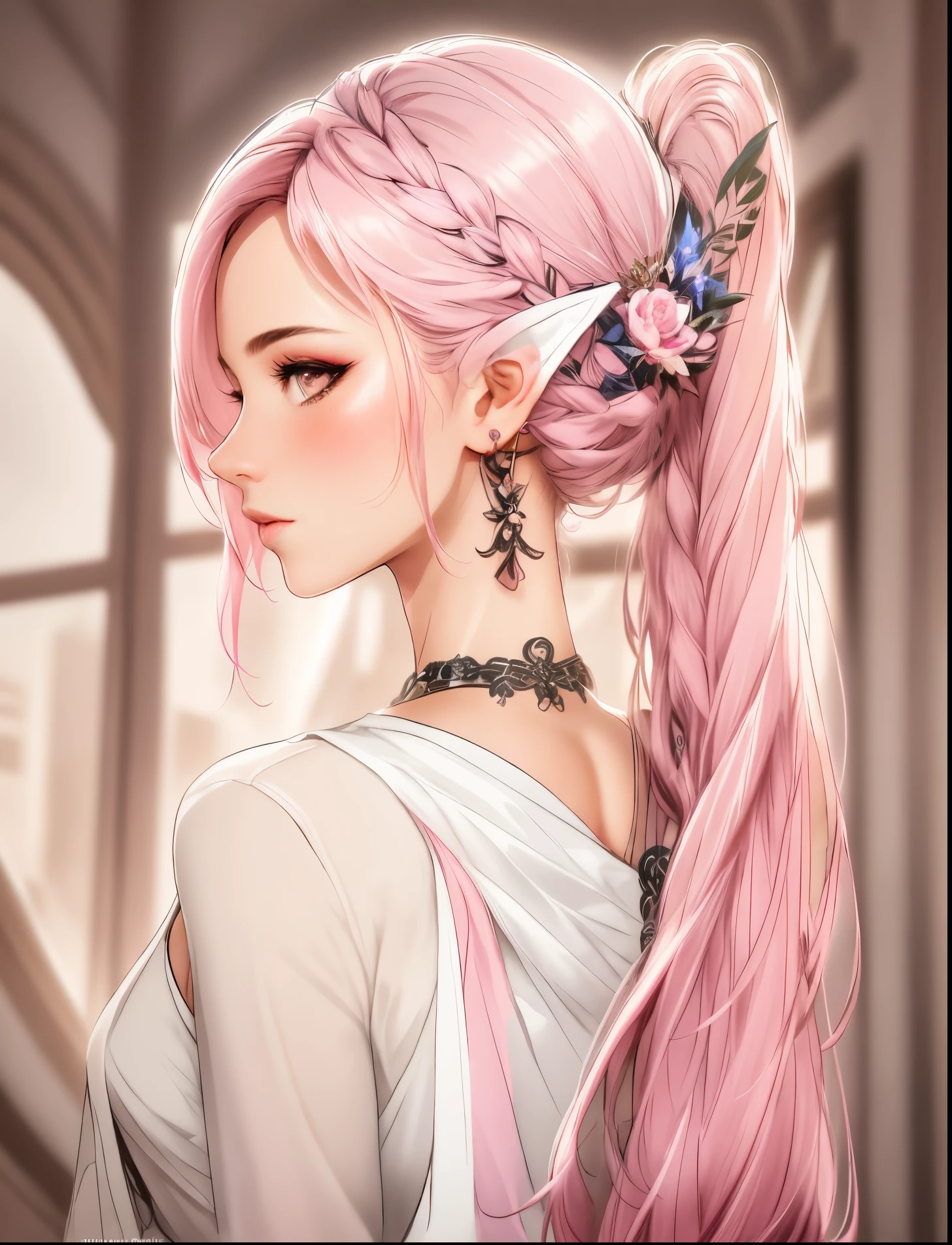 arafed image of a sexy couple posing together in a window, seductive tifa lockhart portrait, tifa, tifa lockhart, tifa lockheart, tifa lockhart portrait, glamorous tifa lockheart, portrait of tifa lockhart, tifa lockhart with Pink hair, range murata and artgerm, 8k high quality detailed art