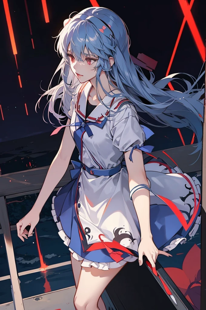Long-haired Rei Ayanami,teens girl,Graceful,dark vibe atmosphere,Light