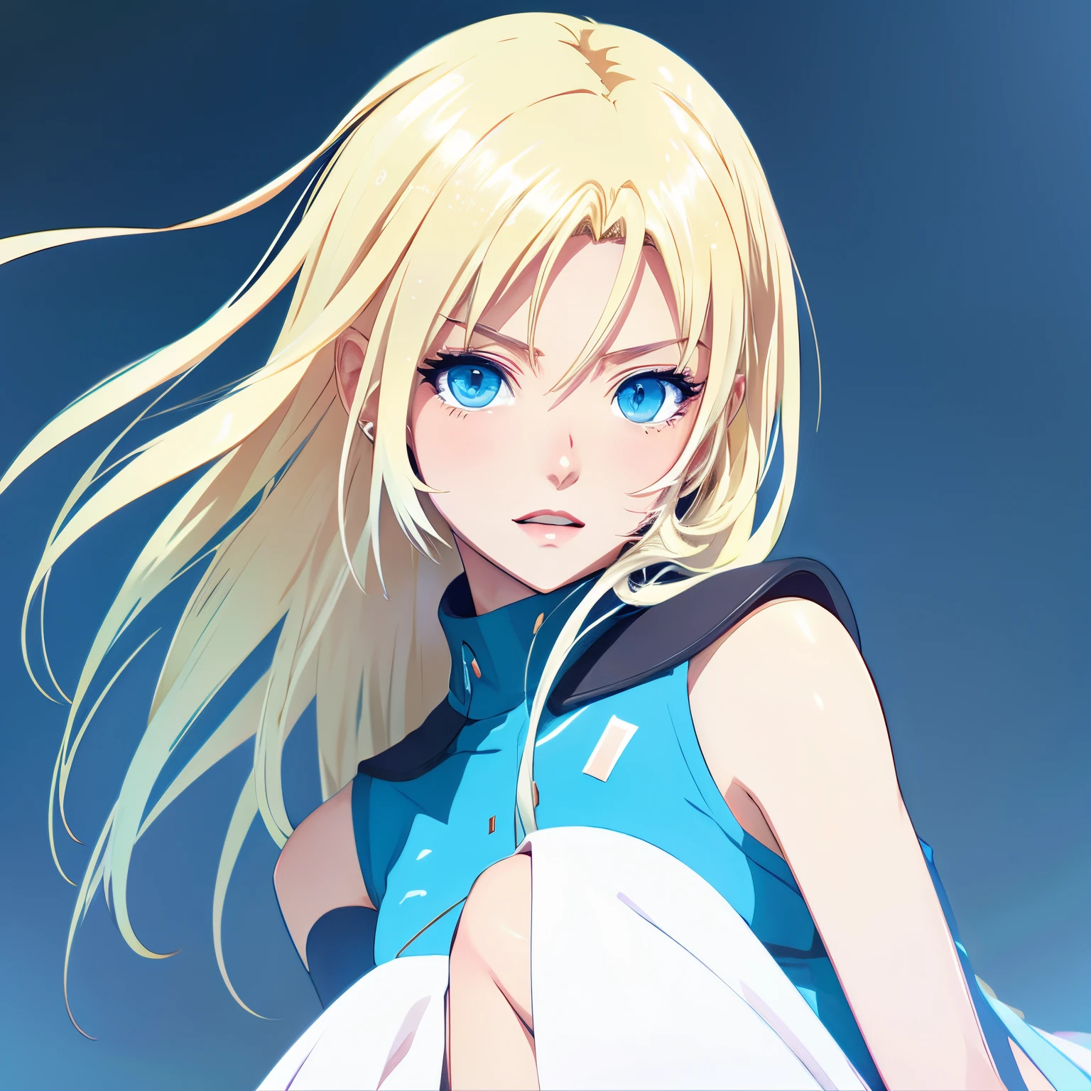 2D anime blonde blue eyes sexy cute illustration
