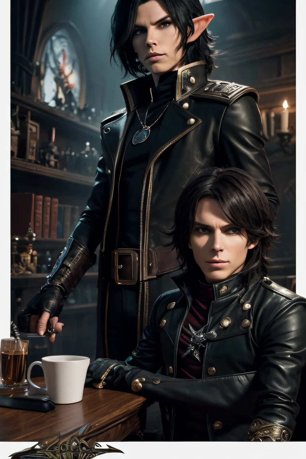 elf Andy Biersack, captain Harlock, have a drink, 2 carachter