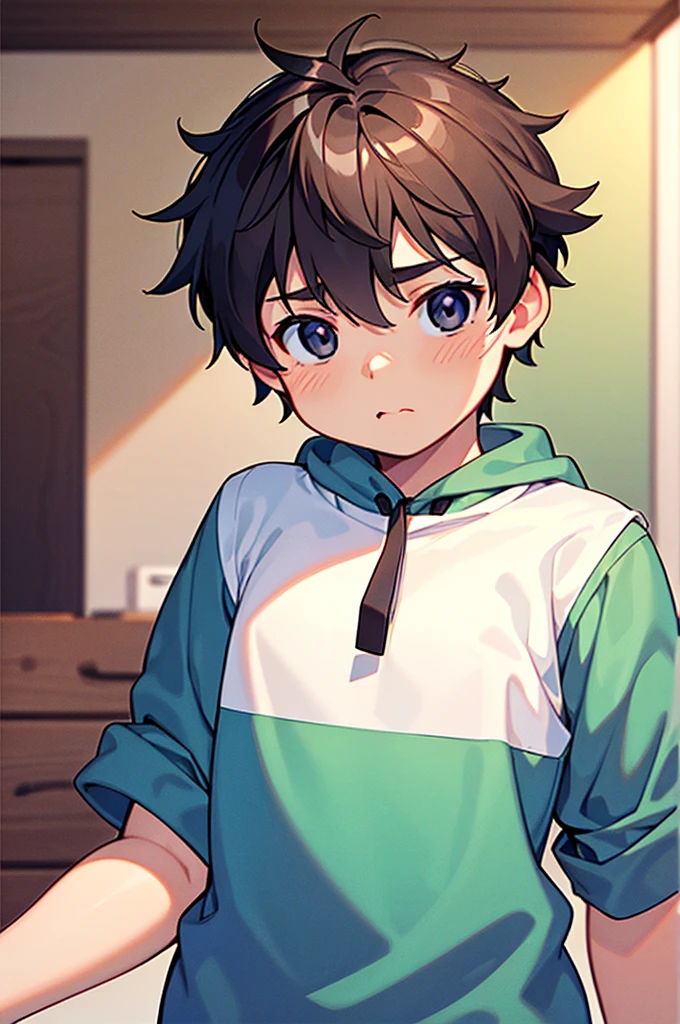 creation、dust particles、daily、sexually lucky boy、 Transparency、 natural soft light、(((1boys))),(cool and cute), Light brown skin, grey eyes, Black hair、 tre anatomically correct、 Strongest configuration、smooth anime cg art
