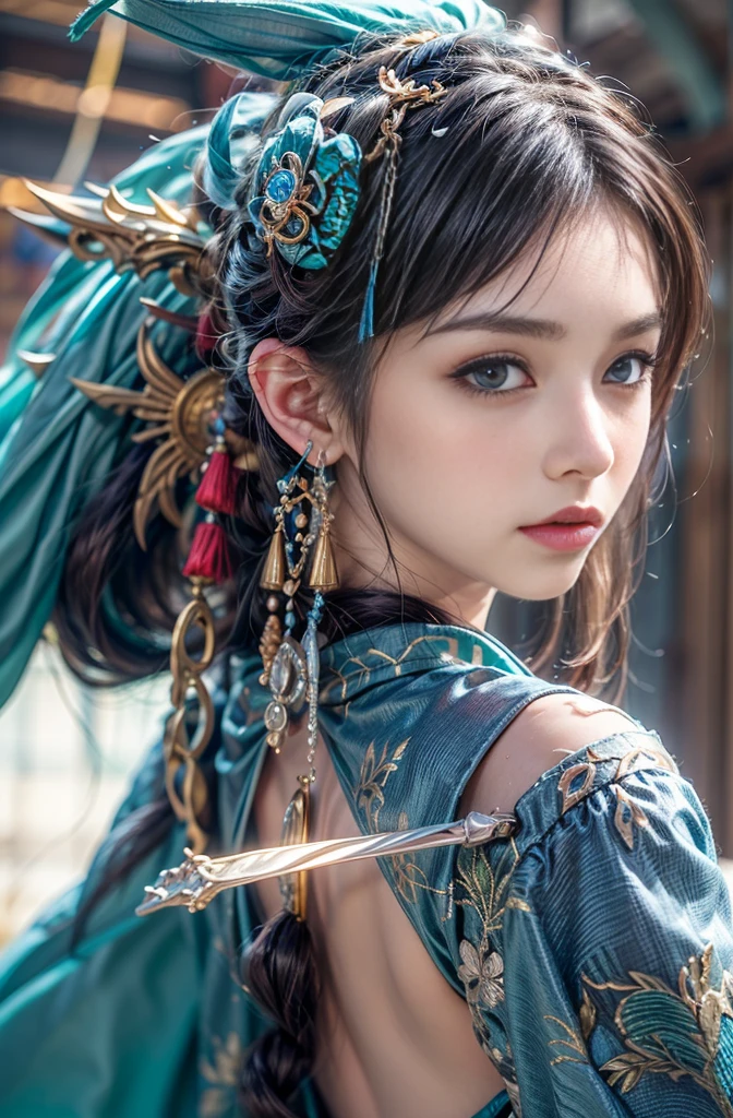 (Photoreal Stick:1.4, masutepiece:1..3, 8K), top-quality, ​masterpiece, 超A high resolution, Perfect dynamic composition, Professional camera work, Grow Light Effect, Mystical portrait, Cinematic Light, Highly detailed skin and facial texture:1.3, The ultra-detailliert, A detailed eye, (riding a dragon, carry a noble long cane), (myterious:1.3, Fanciful:1.2, tradition:1.2, majestueux:1.2), 1girl in, 25-years old, cute and sexy slim goddess, Fair skin, (Calm:0.9, Totally captivates you:1.0), (japanese kimono:1.3, off shoulders), (voluptuous breasts:0.9), (Backshots), (A beautiful Blue eyes, Eyes that feel beautiful eros:0.85), Sexy face:0.4, (A mouthfeel that feels beautiful eros:0.85), ((Too cute beauty:0.9)), Fantastic background, Eliminate unnecessary hands