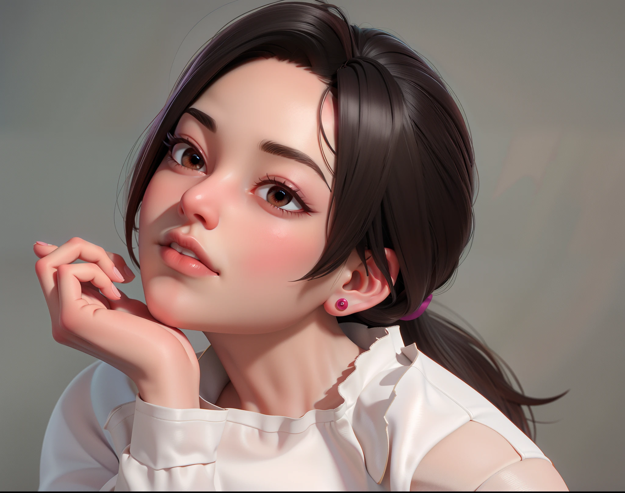 a woman that is holding a cell phone to her ear, unreal engine 5