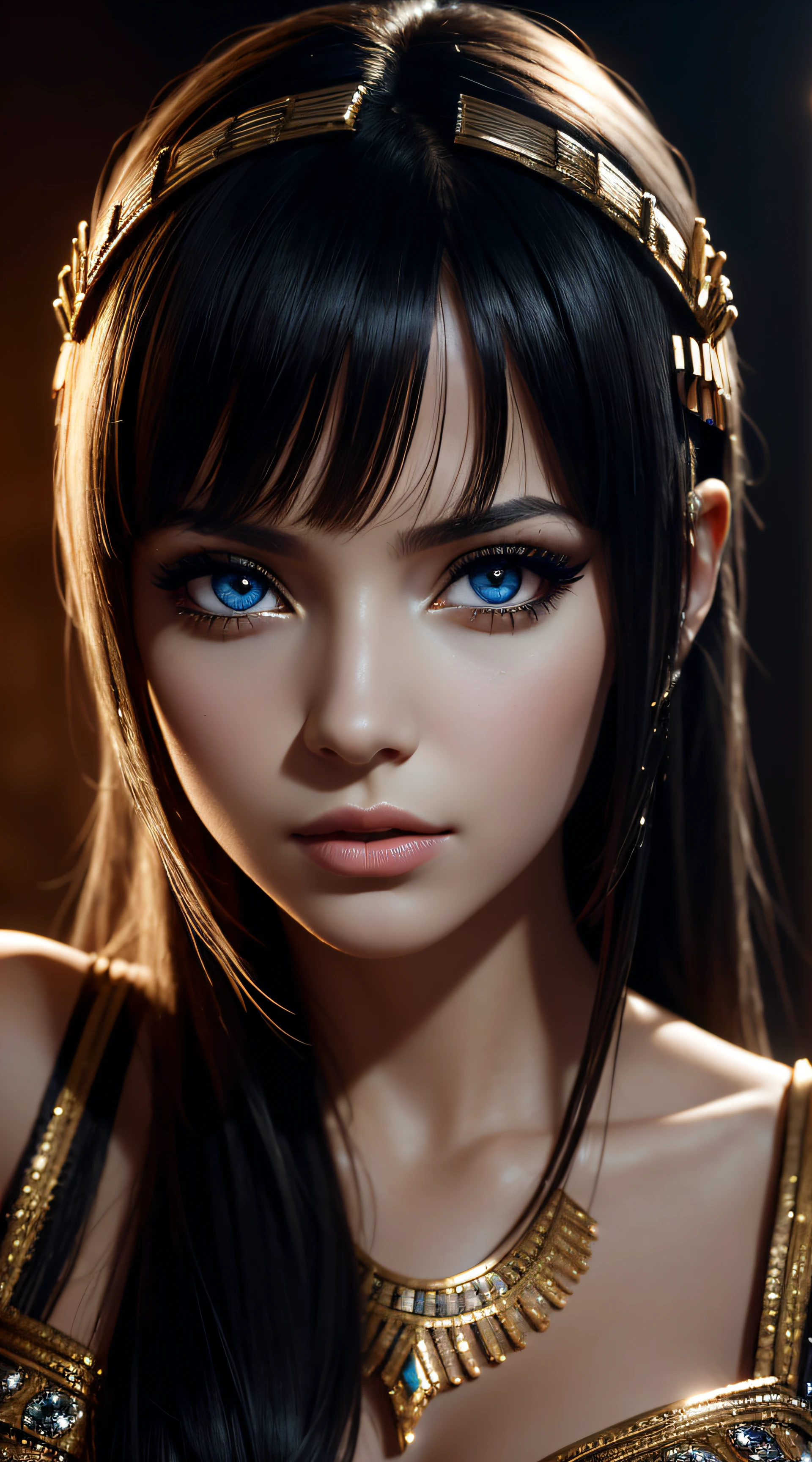 Alizée Lyonnet, wearing Cleopatra sexy clothes. professionally retouched, soft lighting, realistic, smooth face, perfect eyes, sharp focus on eyes, 8 k, high definition, insanely detailed, intricate, elegant. in a natural background.