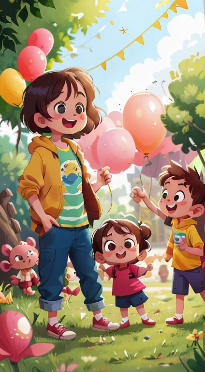 A couple and their daughter,zoo,Many balloons,cheerfulness,rejoice,Perfect quality,Clear focus(Clutter - home:0.8), (tmasterpiece:1.2) (realisticlying:1.2) (bokeh) (best qualtiy) (detailedskin:1.3) (complexdetails) (8K) (detailedeyes) (Sharp focus),(having fun)full bodyesbian,Family of three,the background is clean,Vista composition,85MM LENS