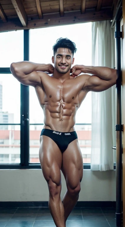 masseter membrane、well built、Asian people、male people、Physical Education Student，Handsome chest muscles，Handsome，light  smile，35yo、gay s、scantily clad、cool guy、musculous、There are eyes、Introduction to Hyde&#39;s entry and exit.、NS rich sizes、Authentic texture、Seven doppelgangers、Ultra-thin transparent thong，Big bag highlights，large bulge、Rugby player、soles of feet、wastelands、showers，professional photoshooting